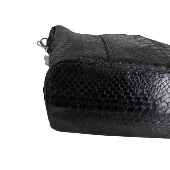 NEW ALKIMYA women\'s venice python reversible tote bag in black